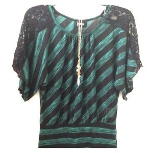 Dark green with black stripes top