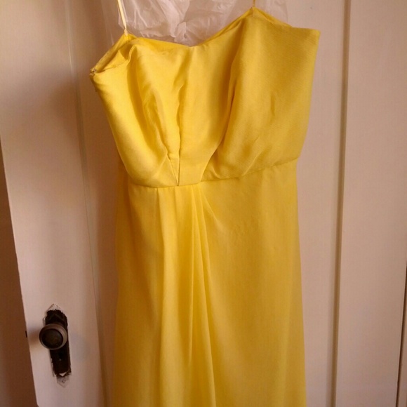 J. Crew yellow silk chiffon strapless dress