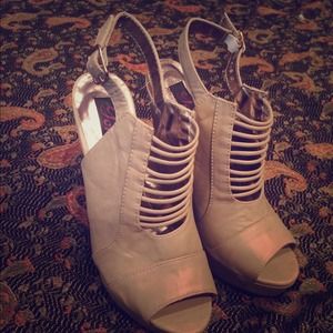 Tan Toe-Peek High Heels