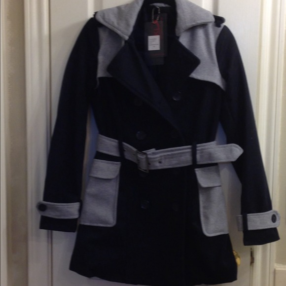 Gray /navy double breasted coat