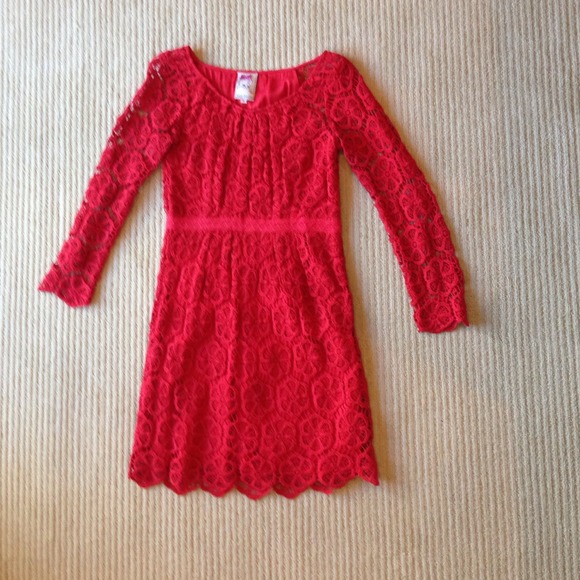 Red Cotton Lace Dress!