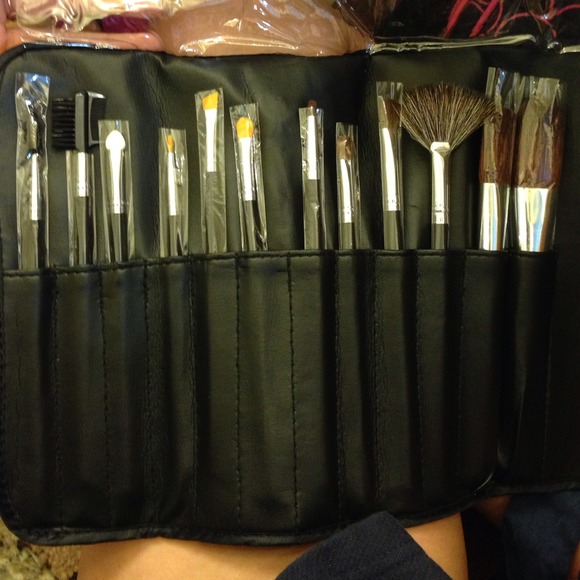 12 makeup brush set with black pouch