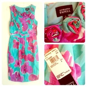 Adrianna Papell turquoise/purple floral dress