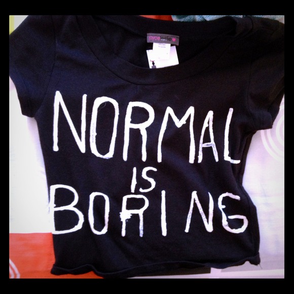Black "normal is boring" crop top