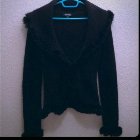 Bebe Sweater w Rabbit Fur Trim