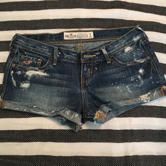 Paint splattered denim shorts