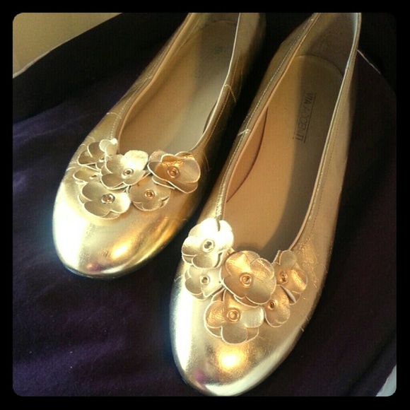 Gold Metallic Ballet Flats 12M