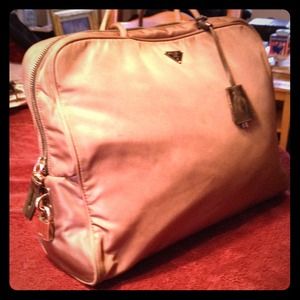 Chocolate brown nylon handbag