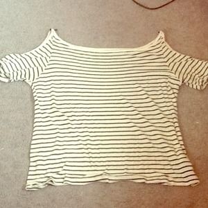 ✂️Striped Cold Shoulder Top