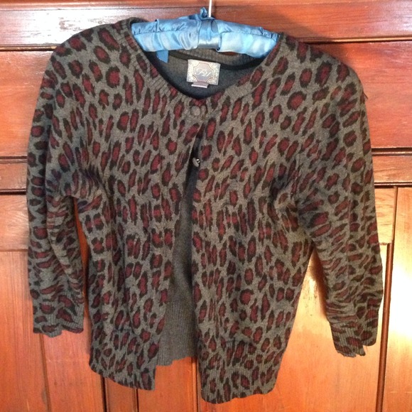 Leopard print cardigan, 3/4 length. Size medium.
