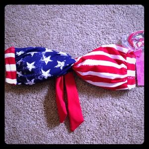 American flag print bandeau bikini top