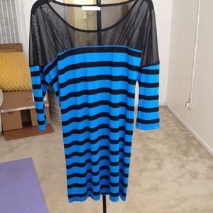 ONLY size M "edge collection" sheer/stripe dress