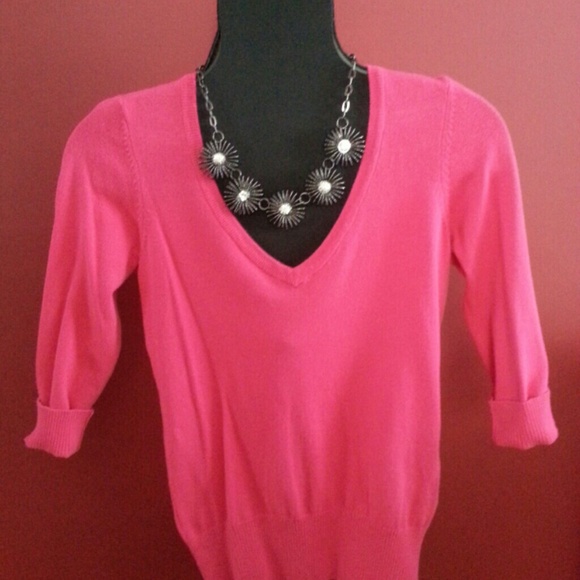 Hot pink H&M v-neck sweater.