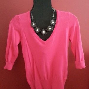 Hot pink H&M v-neck sweater.