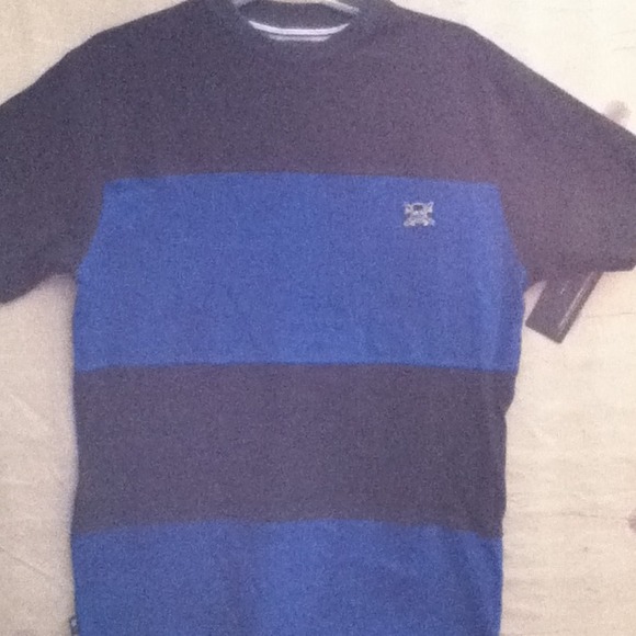 Four star blue and gray stripe tshirt