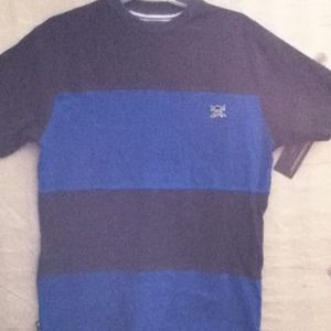 Four star blue and gray stripe tshirt