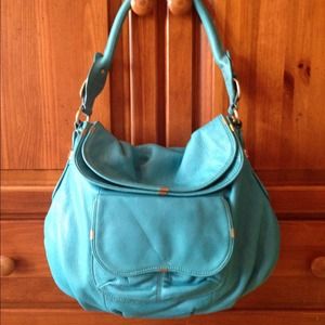B. Makowsky Toulousse Flap Hobo,Turquoise (Laguna)