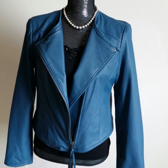 Premium Leather! Beautiful teal leather jacket.