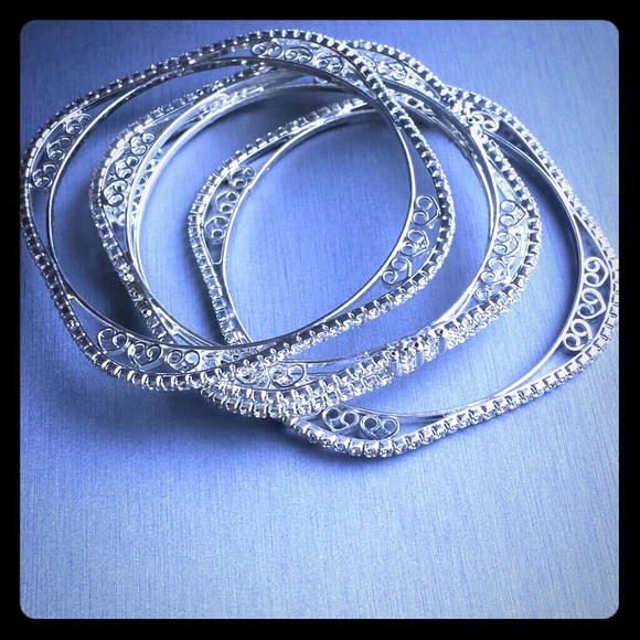Classy stone bangle set _ stackable