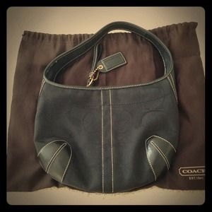 Black Coach Signature Style Hobo Handbag