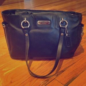 Coach Black Leather Handbag! 💜