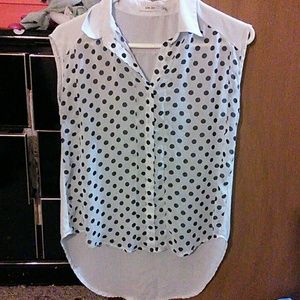 Polka dotted high-low blouse