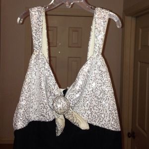 Black & white sequin dress