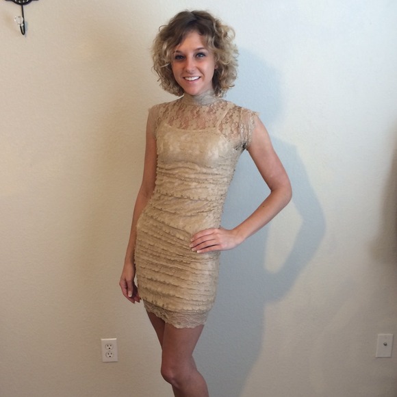 SOLD Lace Tan Dress