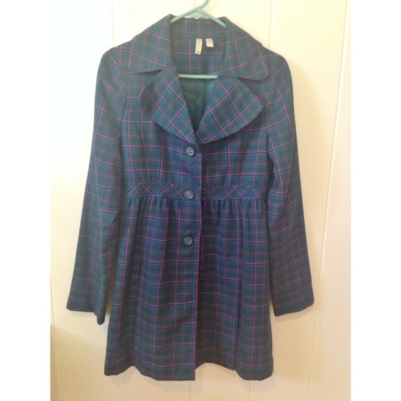 Green/Red Babydoll Plaid Coat