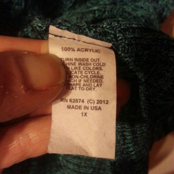 SOLD !! Wet Paint teal green loose knit sweater - Picture 3 of 4