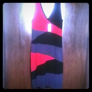 Black/charcoal/ red sweater dress