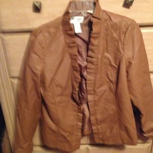 Kate & Mallory Faux Leather Ruffle Trimmed Jacket