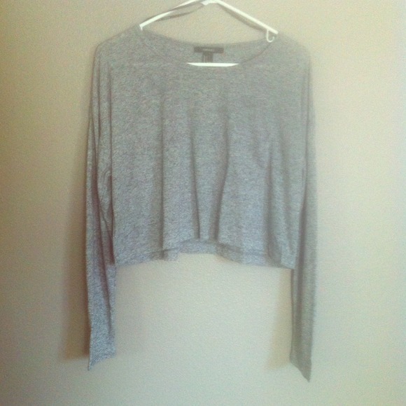 Gray long sleeve crop top