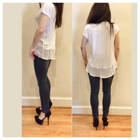 High low chiffon trim top LIMITED SIZES LEFT - Picture 2 of 3