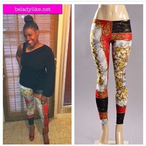 Red/BlackGold Printed Leggings