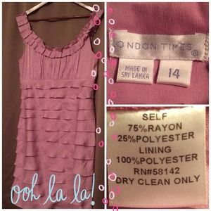 LondonTimes sleeveless pink ruffled cocktail dress