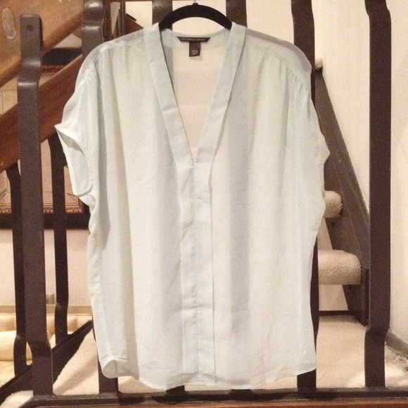 Victoria Secret Silk Short Sleeve Mint Blouse