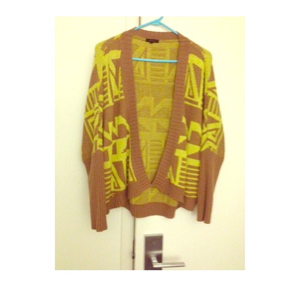 Oversized Brown & Lime Green Tribal Sweater