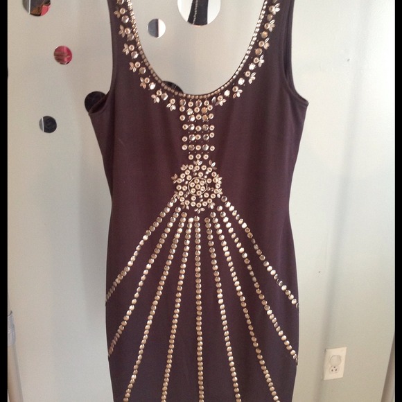 Black studded spandex and cotton dress