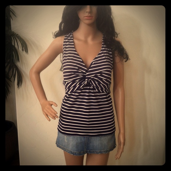 SOLD: L.L. Bean: Navy & White Stripe Tankini Top