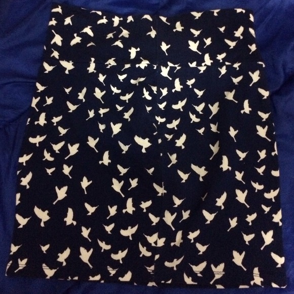 Navy Blue bird print pencil skirt