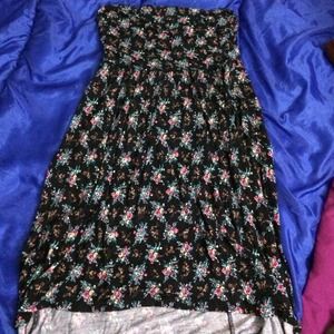 Black W/ Floral Print High-Low Dress