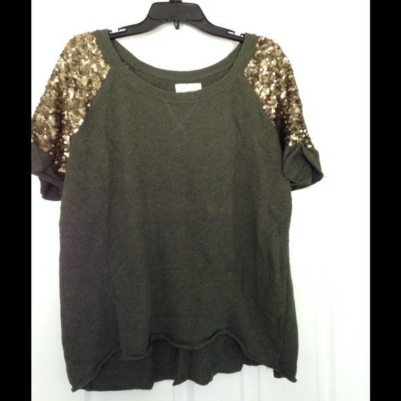 Forest green and gold sequin top