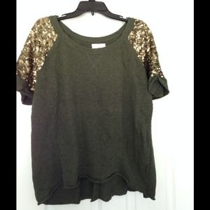 Forest green and gold sequin top