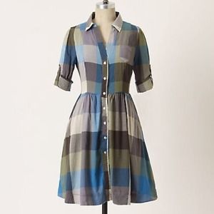 Anthropologie Moulinette Soeurs blue plaid dress