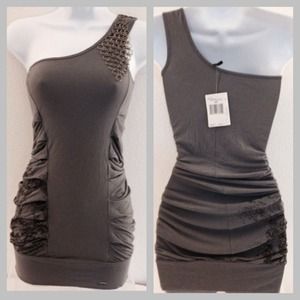 Guess One Shoulder Ruched Top