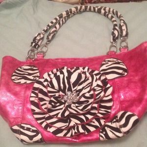 Zebra flower hot pink purse