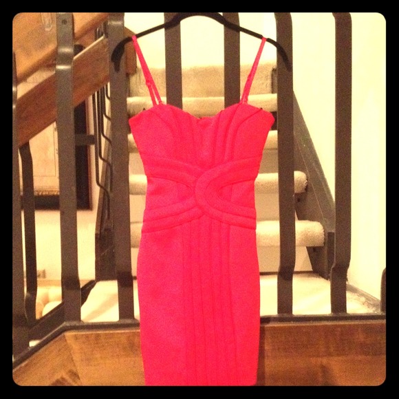 Bebe Red Sexy Slim Fit Cocktail Dress NWOT