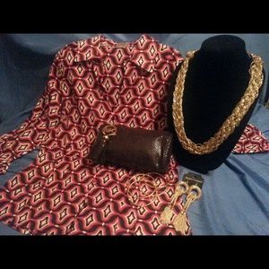 *Ann Taylor* Red-Multi Print Blouse