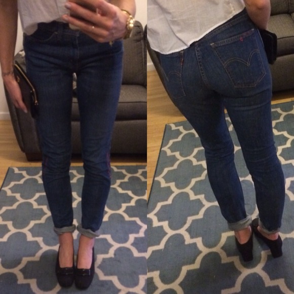 SOLD - LEVI'S VINTAGE CLOTHING - 1966 606 JEANS - 27 - Medium wash, red stitch - Picture 7 of 16